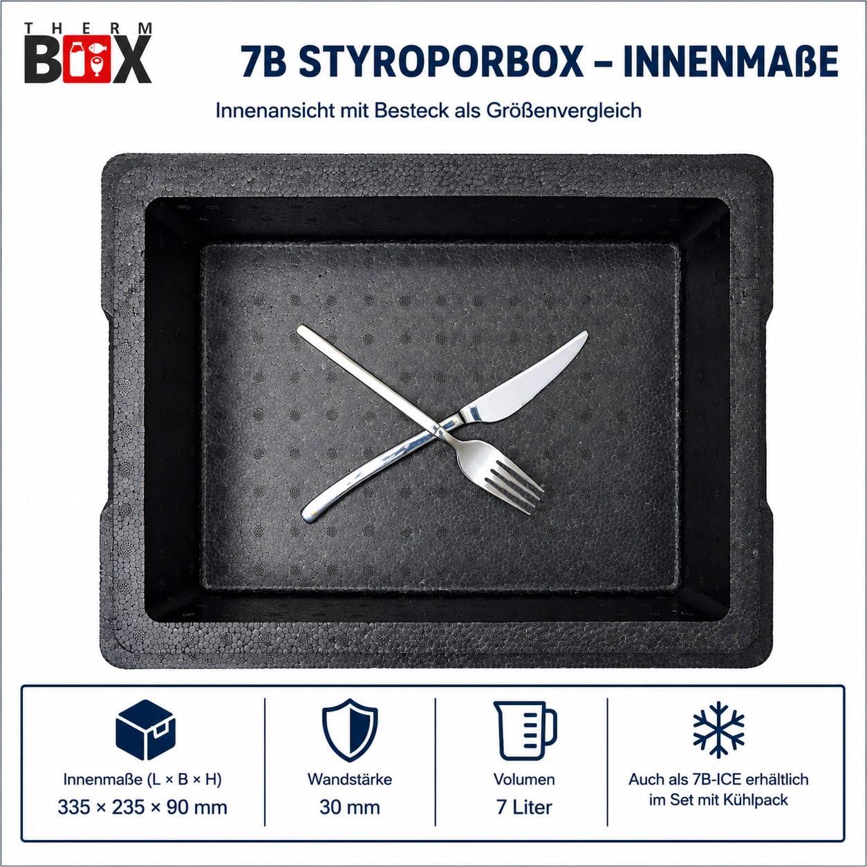 THERM BOX 3er Set Thermobox 7B 12B 19B Innen L33,5 x B23,5 cm Innenhöhen 9/15/27cm Wandstärke 3cm Isolierbox Kühlbox Warmhaltebox Styroporbox Wiederverwendbar