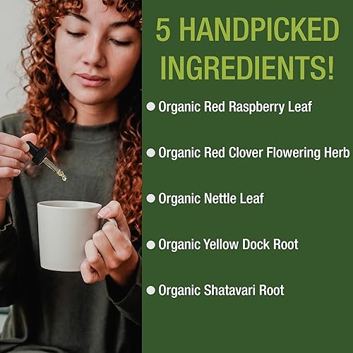Miniatura 2 de Suplementos orgánicos de fertilidad 5 en 1 del USDA para mujeres. Mezcla de vitaminas líquidas de alta absorción con 5 ingredientes herbales