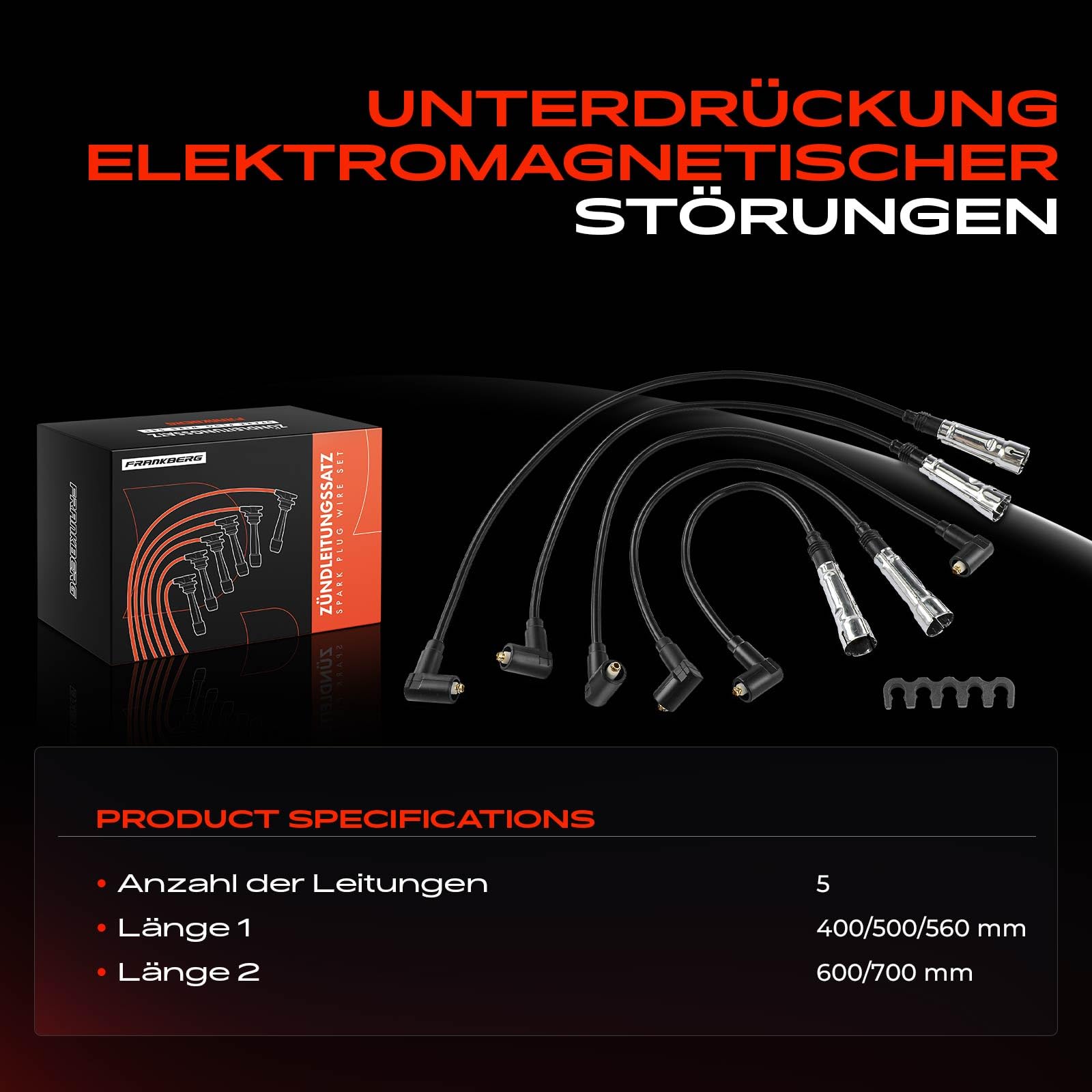 Frankberg 5x Zündleitungssatz Zündkabel Kompatibel mit Golf I Cabriolet 155 1984-1993 J.e.t.t.a II 1984-1992 P.a.s.s.a.t 1984-1996 P.a.s.s.a.t 35I 3A2 1.6L 1.8L 1988-1996 Polo Classic 1995-1997