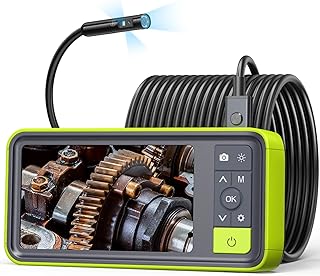Triple Lens Industrial Endoscope, Anykit 1080P Borescope Inspection Camera with 7.9mm IP67 Waterproof Lens, Sewer Camera 4.5" LCD Screen, 6+2 LED Lights,16.5Ft Semi-Rigid Cable, 32GB Card