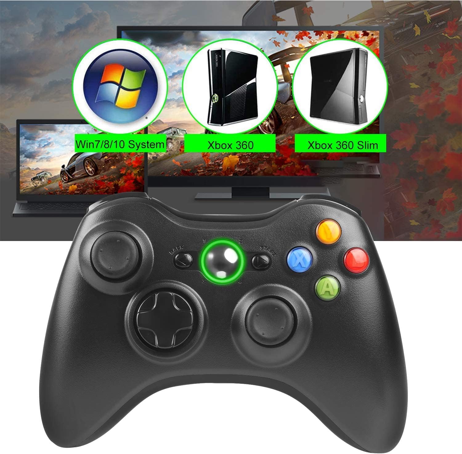 Dhaose - Controller Wireless per Xbox 360 e PC, 2.4 GHZ, per Xbox & Slim 360 PC Windows 7, 8, 10 - 3