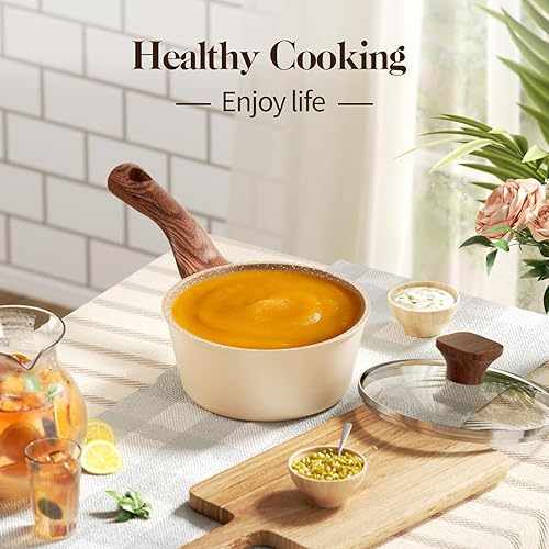 Miniatura 5 de Juego de ollas y sartenes antiadherentes, 13 piezas de utensilios de cocina antiadherentes con asas de baquelita, juego de cocina antiadherente no