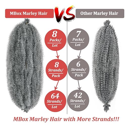 Miniatura 2 de Marley Twist - Cabello trenzado de color gris, para rizos suaves, 12 pulgadas, cabello afro trenzado preseparado para trenzar cabello de ganchillo