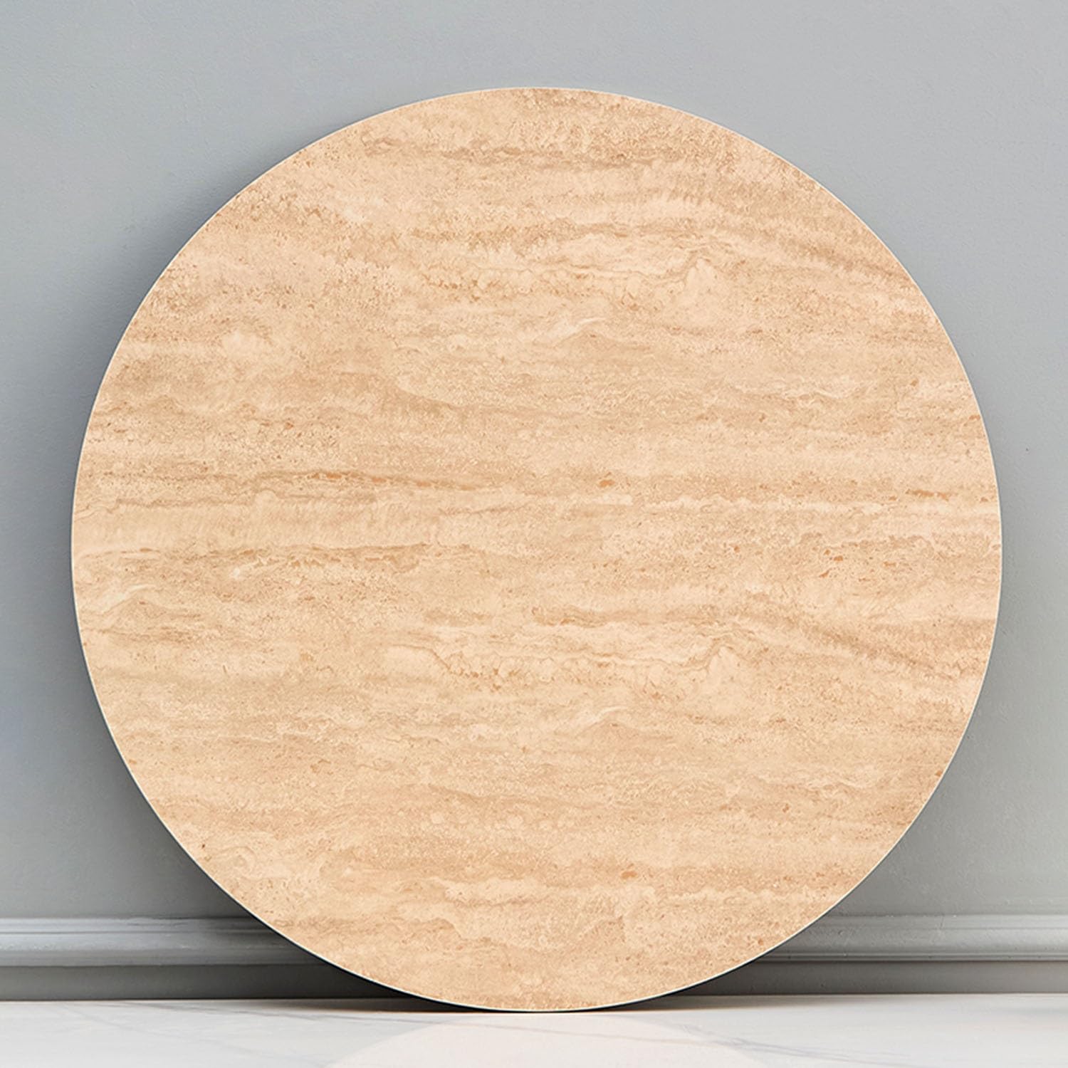 Drehteller aus Schiefer, Drehplatte mit Marmorstruktur, Tischservierplatte, leise um 360 ° drehbar, leicht zu reinigen (Gelb, 80 cm/32)