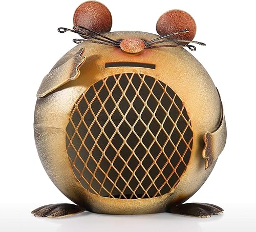 Alcancía vintage linda moneda hecha a mano de metal hucha creativa animal alcancía, adorno decorativo para el hogar regalo