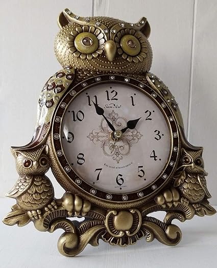 Amazon Co Jp 置き時計 ふくろう置き時計中 ゴールド 置時計 おしゃれ 北欧 時計 卓上 アンティーク ホーム キッチン