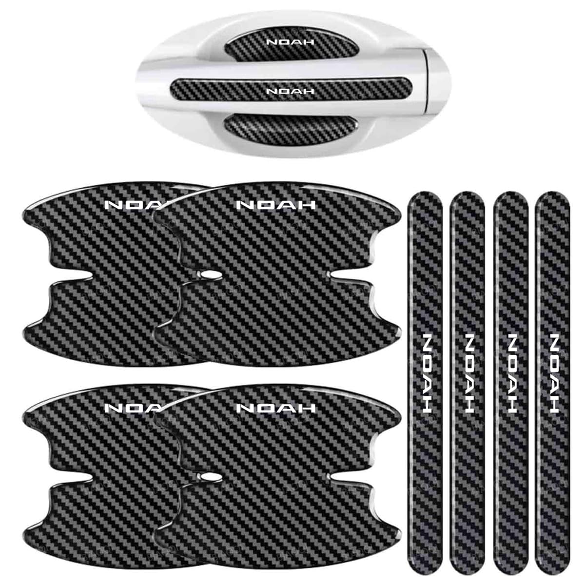 ドアハンドル プロテクター ノア 80系 90系などの車種に適用 ドアガード カーボン柄 キズ防止 塗装守り 傷隠し 防水素材 耐高温 手触りいい 取り付け簡単 パーツ 外装 車用 8枚セット (NOAH)