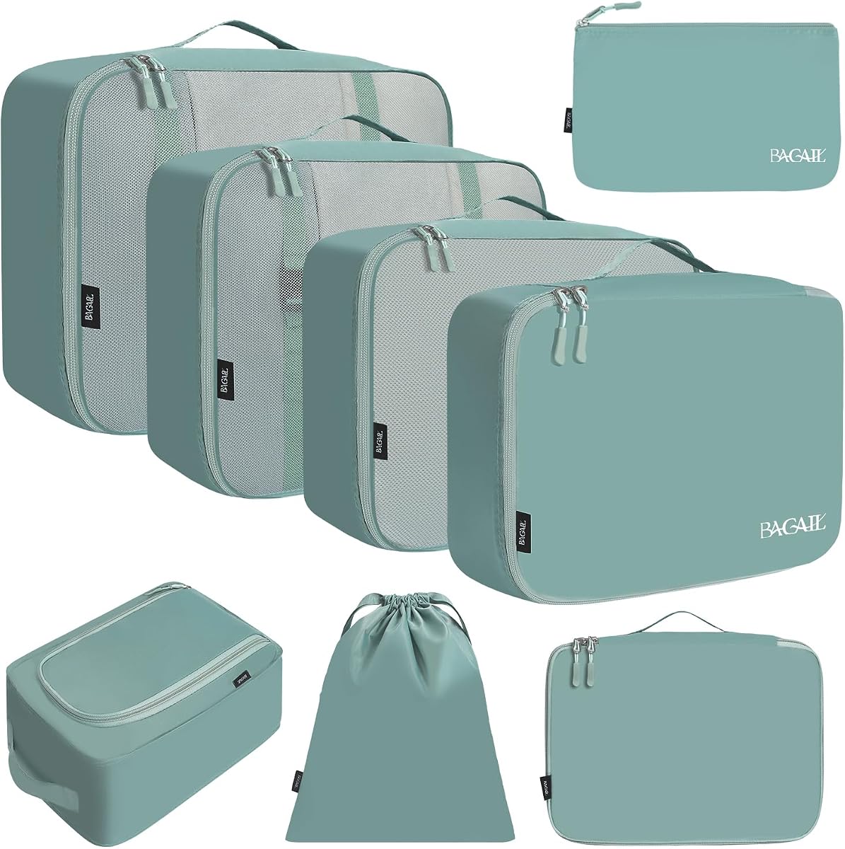 BAGAIL 8 Set Cubos de Embalaje Organizadores de Embalaje de Equipaje para Accesorios de Viaje-Azul Polvoriento