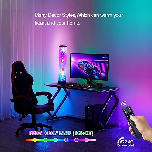 Miniatura 2 de WORLD WIN Prism Glow Lámpara de escritorio, lámpara de mesa RGB inteligente con 3 temperaturas de color, lámpara que cambia de color con aplicación