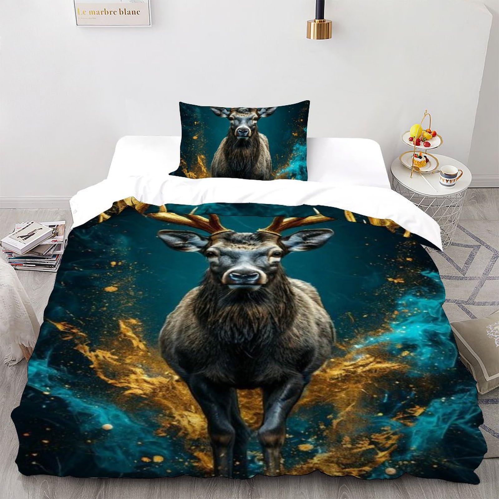Housse de couette 135x200cm cerf pour créer un nid douillet dans la chambre garçon