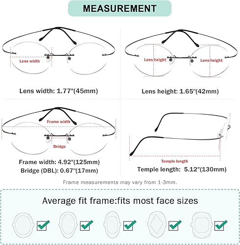 Miniatura 3 de Eyekepper Gafas de lectura redondas sin montura de titanio, lectores circulares, color rojo +0.0