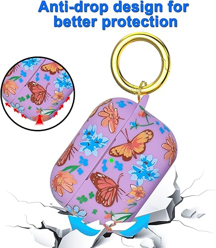 Miniatura 2 de Funda para Airpods Pro de mariposa, funda de silicona suave y bonita para Airpods Pro para mujeres y niñas con llavero para funda de carga de Apple