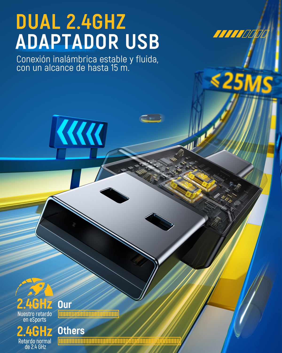 Tatybo Cascos Gaming Inalámbricos 7.1 para Ps5/Ps4/PC, Auriculares Bluetooth con Micrófono con Cancelación de Ruido, 2.4GHz USB-C, 40H+ Batería para Switch/Mac/Portátil