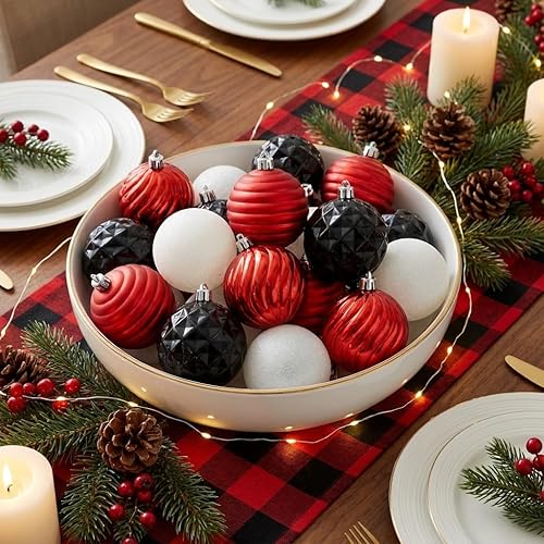 Miniatura 135 de Valery Madelyn Juego de adornos de Navidad para árbol de Navidad, 24 quilates, adornos de bolas inastillables de color azul marino, adorno colgante