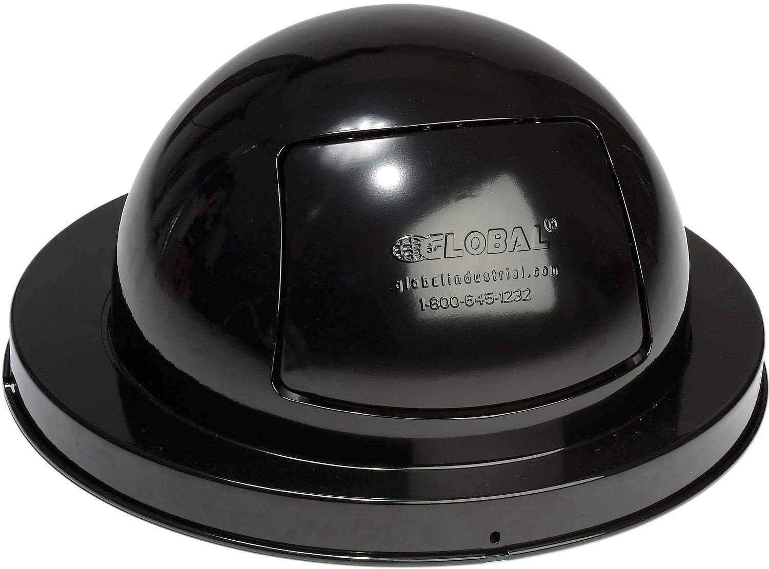 Global Industrial Dome Lid with Self-Closing Swing Door, For Use with 36 Gallon Trash Can, Steel Construction, 24" Diameter x 10"H, Black Powder Coat Finish