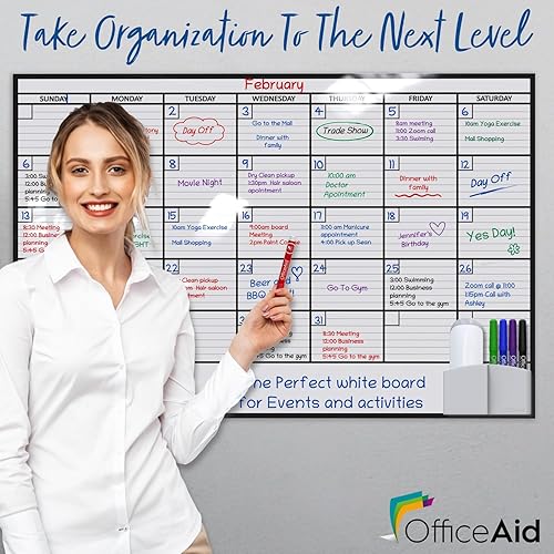 Miniatura 6 de Calendario de pared laminado de borrado en seco, mediano y grande, 24 x 36 pulgadas y 36 x 48 pulgadas, película nunca plegada y reutilizable,