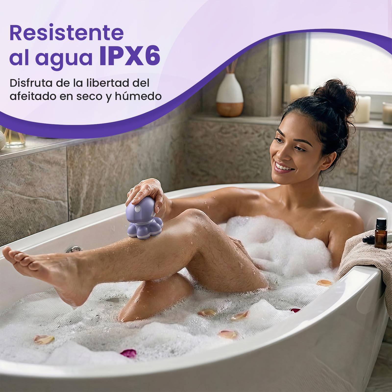 VIKICON Afeitadora Electrica Mujer 7D, Rasuradora Mujer Recargable USB | Afeitadora Corporal para Piernas y Cuerpo, Cabezal Flotante, Seco/Mojado, Luz LED, Compacta para Viaje, Morado