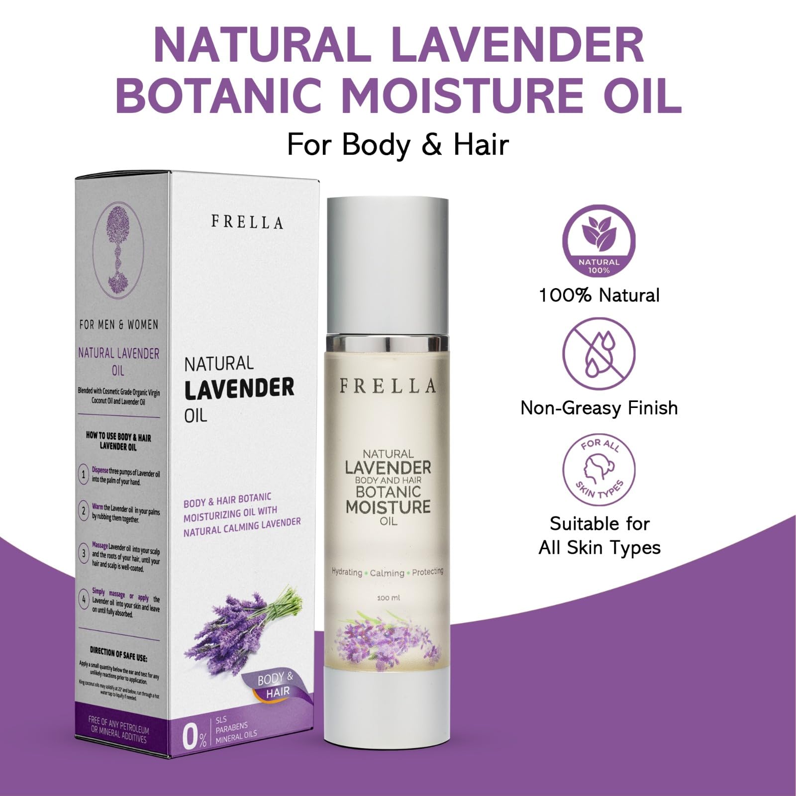 Amazon.com : Frella Natural Lavender Oil, For Body, Face and Hair