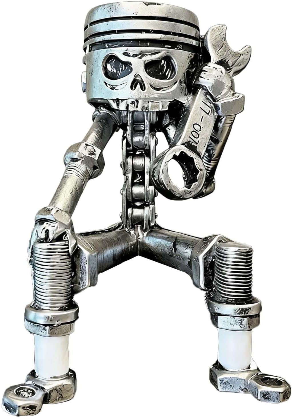Carving Piston Skull Face Sculpture, Industrial Carved Skeleton Ornaments, Resin Statue for Office Home Table Desk Decor