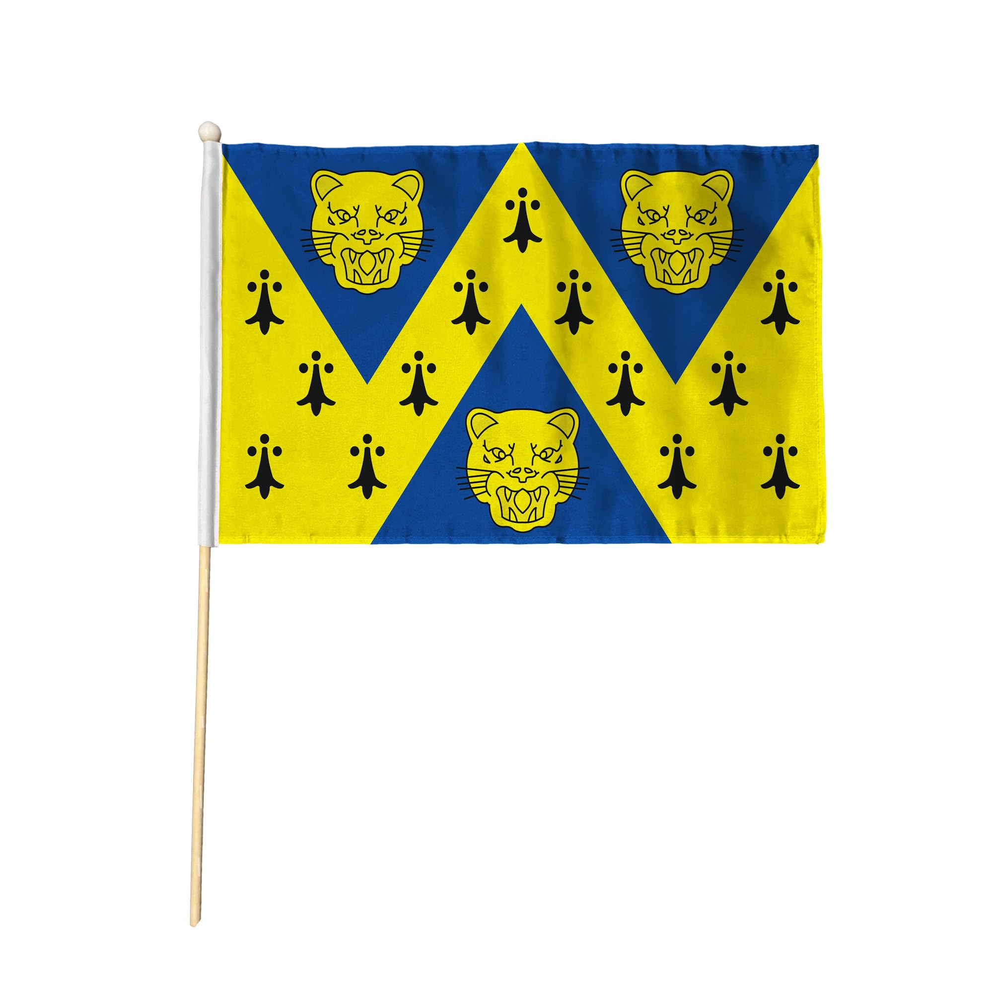 Flagtex Shropshire New Pack of 2 Hand Waving Flag (9x6 Inch) - Premium Wooden Stick Hand Flag 9x6 Inch Natural Wood Pole Salop County Flag Current Design Events Parades โ image 1