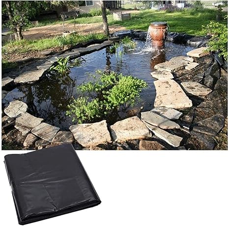 Image QLIGHA Black Flexible Pond Liner Rubber PVC Pond Liner Pond Skins Fish Pond Liners for Waterfall, Pond and Fish Ponds and Water Gardens