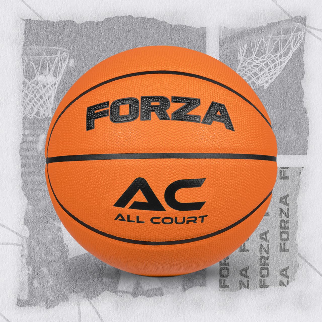 FORZA All Court Basketballs | Durable PVC Leather Basketballs with Traditional Pebbled Finish - Superior Grip and Consistent Bounce for Indoor & Outdoor Play (Pack of 5, Orange, Size 3)