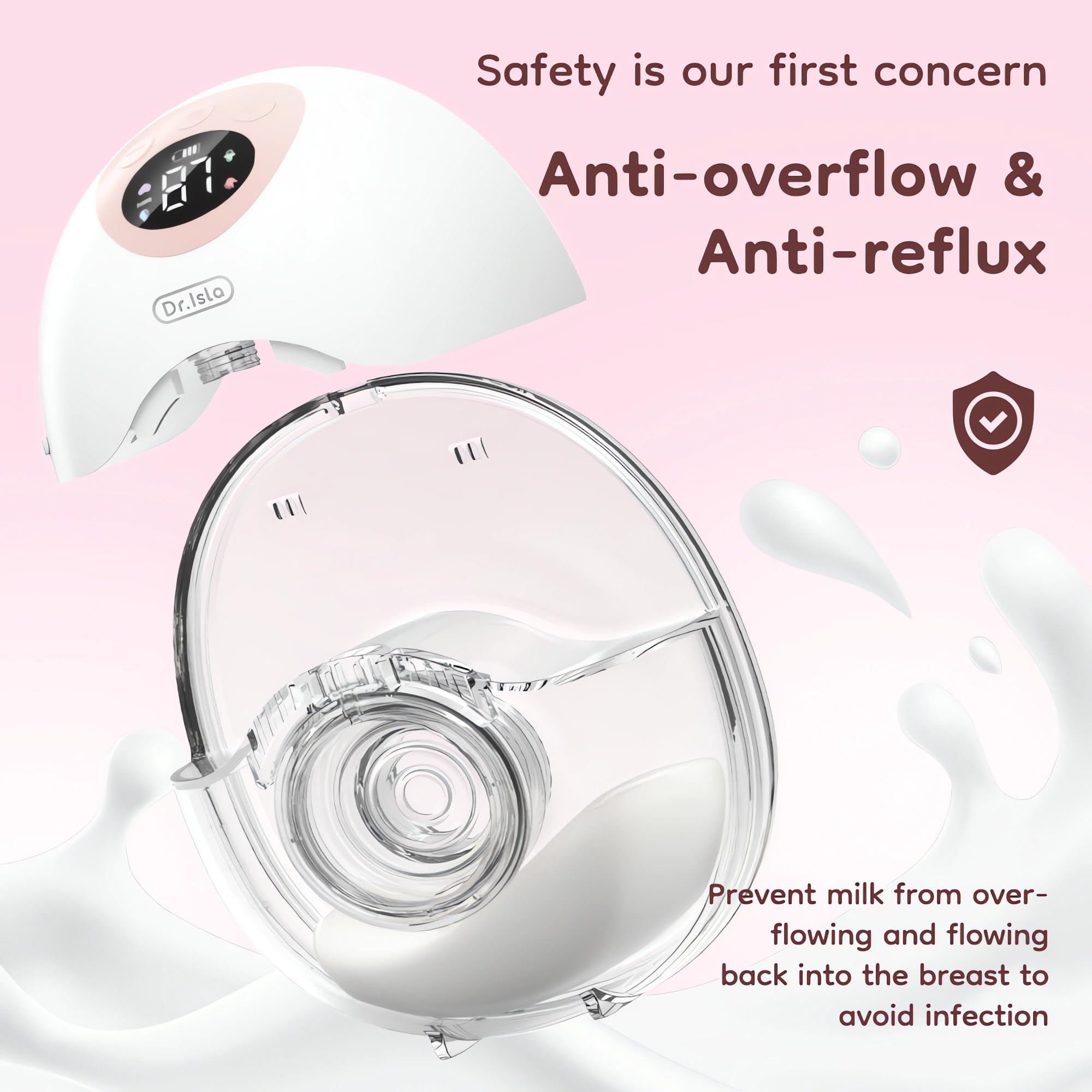 Dr.isla Tire-lait électrique portable, 3 modes et 9 niveaux, léger, 230 g, mains libres, ajustement confortable, silicone sans BPA (bleu)