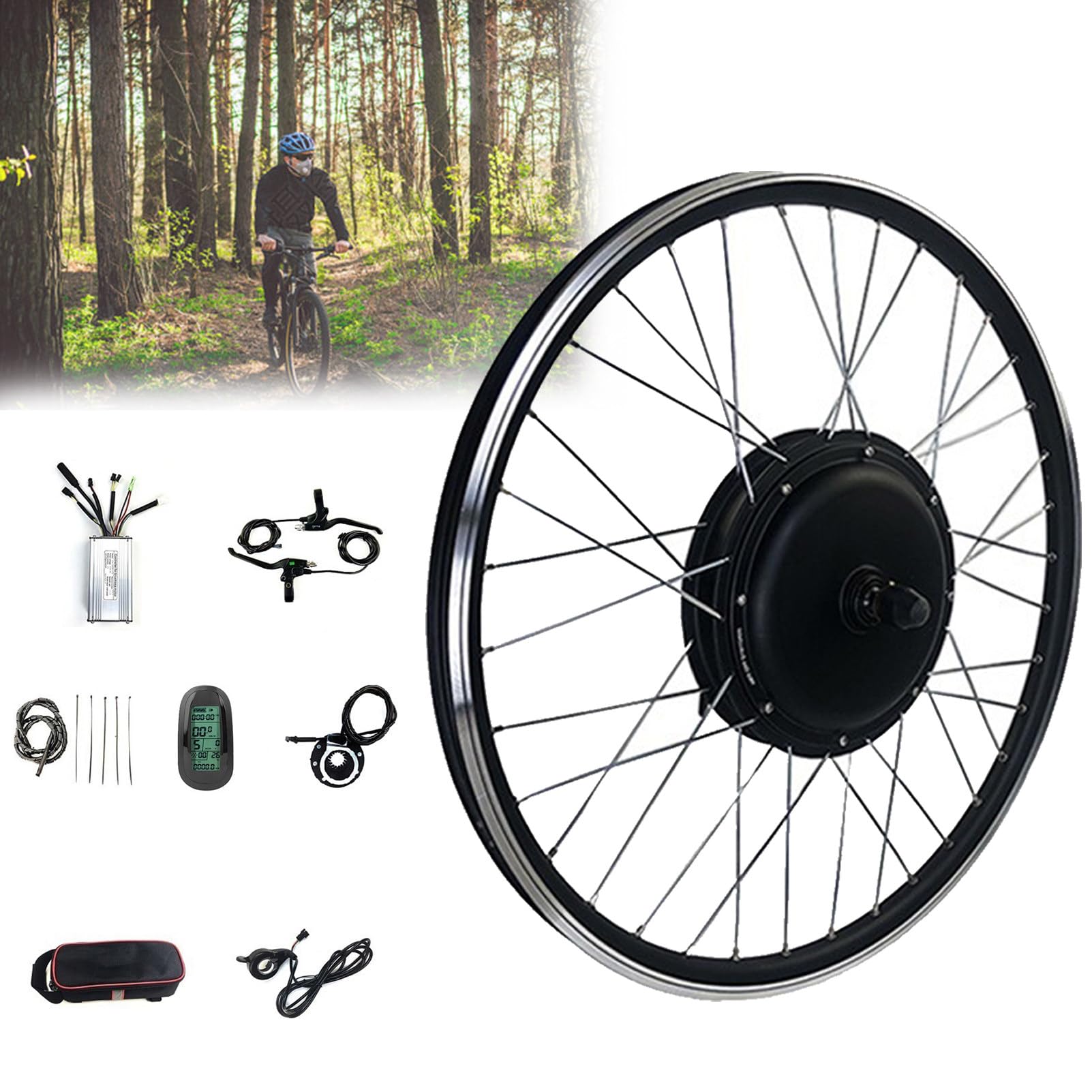 Kit De Conversion Vélo électrique 26 Pouces – Moteur Avant – Roue Complète