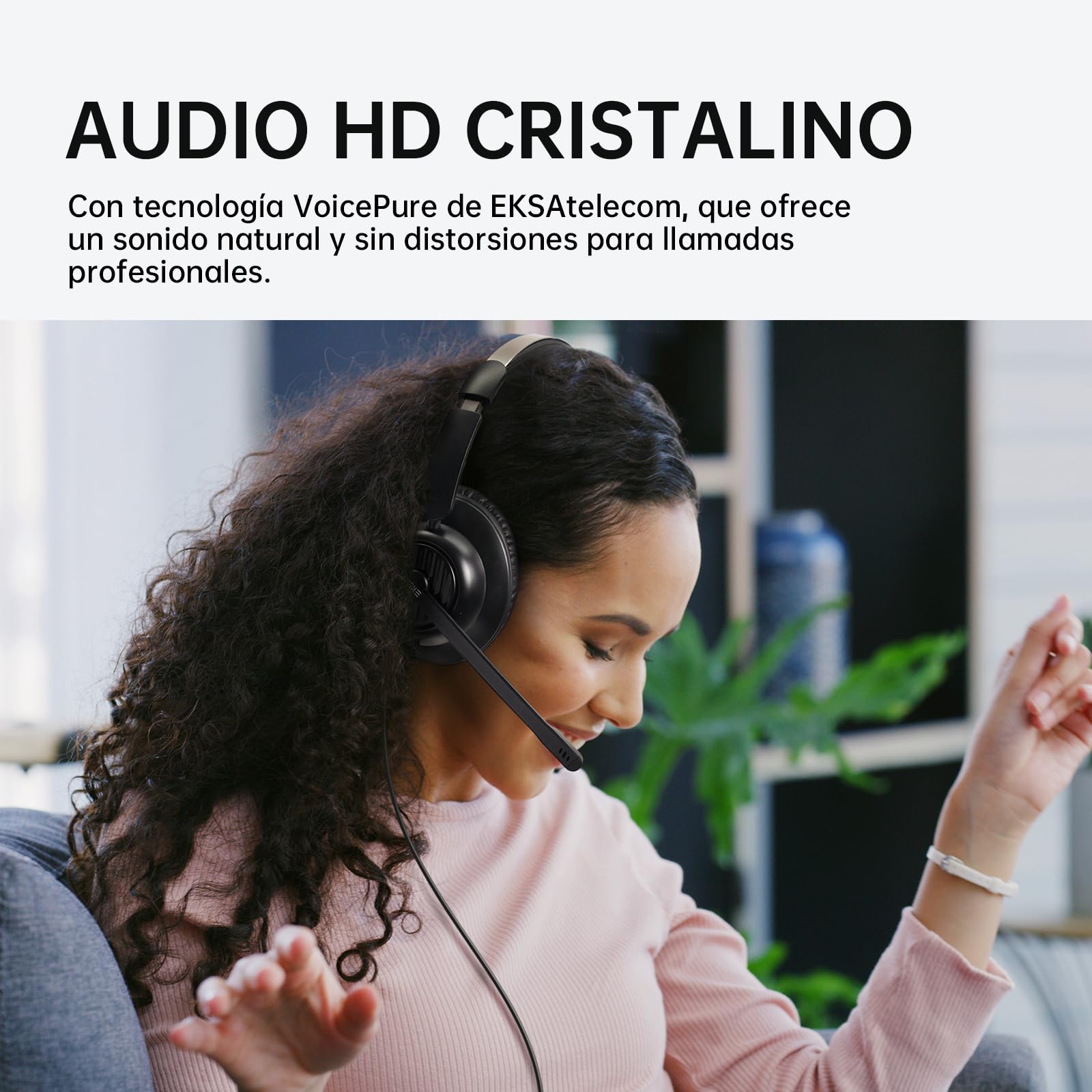 EKSA H8 Auriculares USB con micrófono,Cascos con Microfono Cancelación de Ruido,Controles en Línea, Auriculares con Cable 3.5mm/USB A+C para Centro de Llamadas/Oficina/Zoom