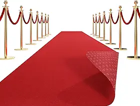 HOMBYS Tapete vermelho 350 GSM para festas e eventos, tapete antiderrapante Alise Runway de 0,8 x 3 m para decoração de propostas e casamentos, Hollywood e Oscars, sem necessidade de fita (0,8 x 3 m)