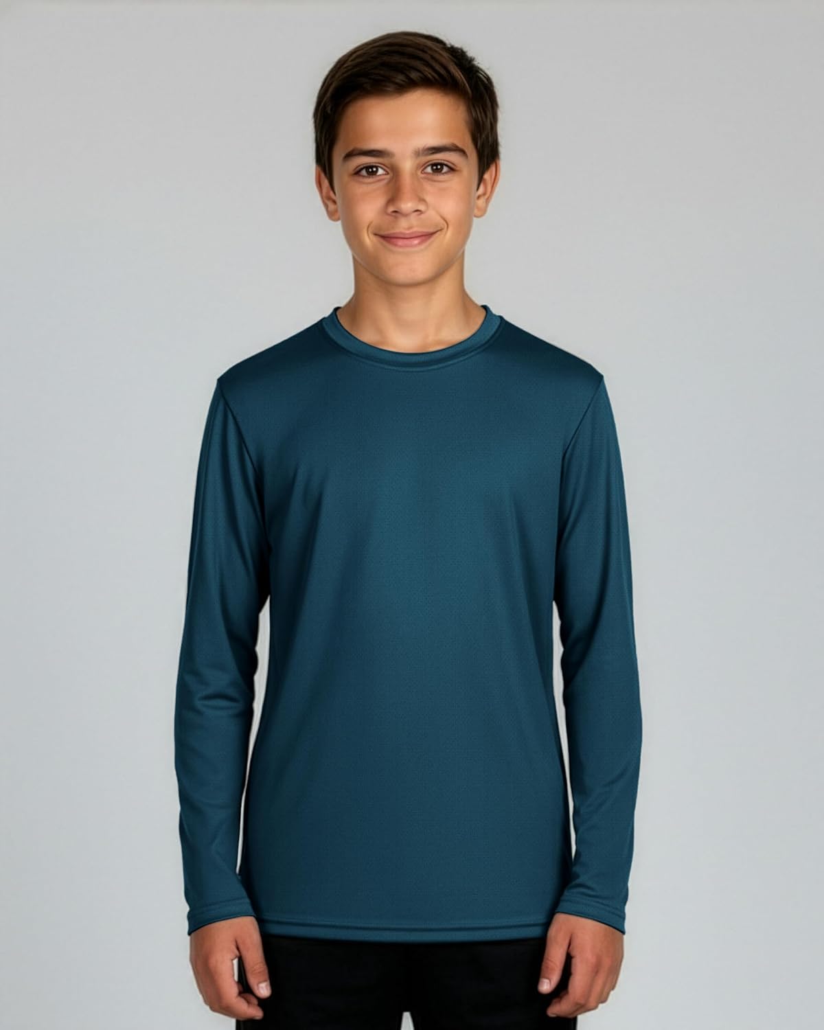 Real Essentials 4 Pack: Boys' Mesh Long Sleeve Athletic T-Shirt - Kids Teens Youth Active Tees Running Tops (Ages 4-18) - Image 2