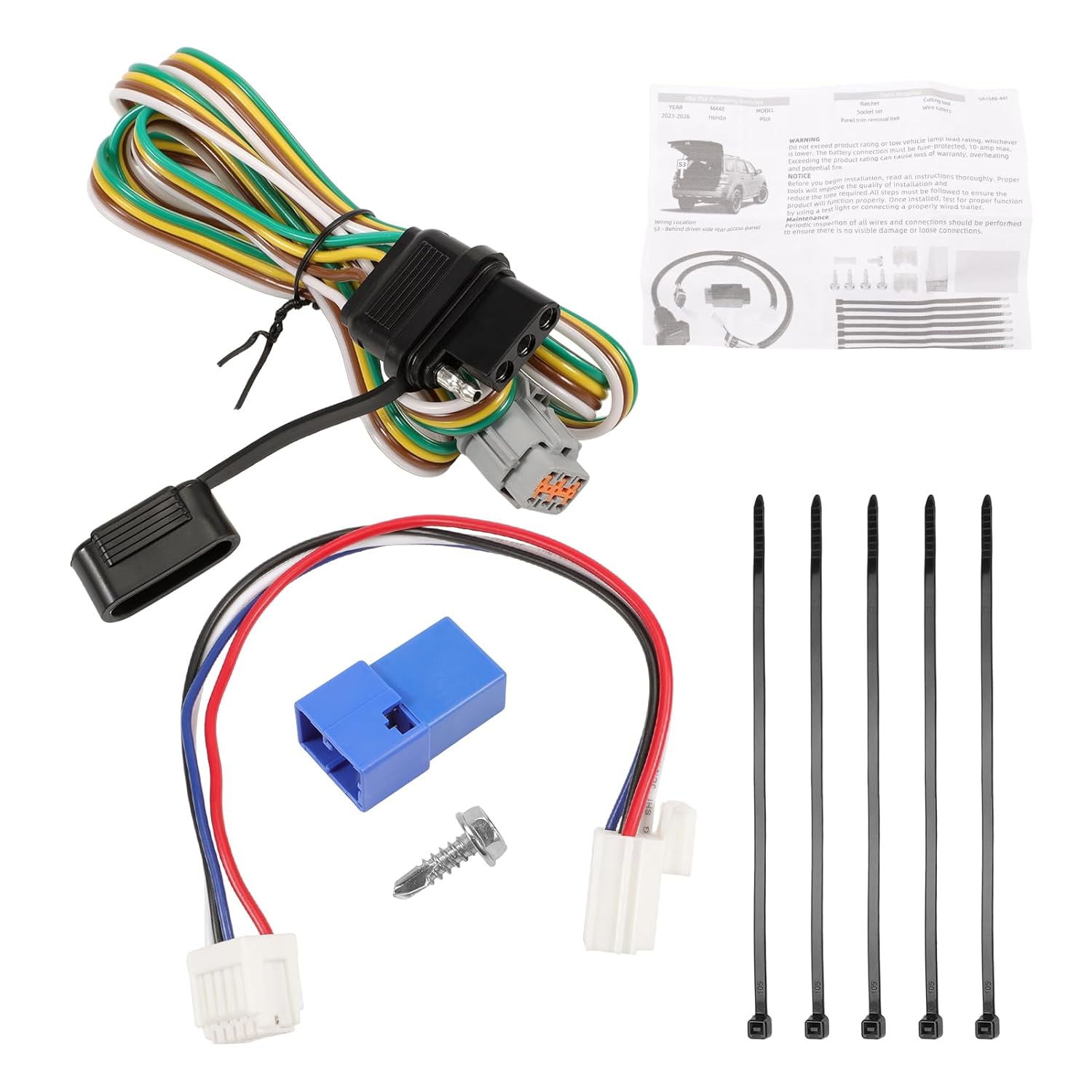 4-Pin Trailer Wiring Harness 56520 Fits 2022-2025 Nissan Pathfinder, 2022-2025 Infiniti QX60, 4-Way Flat Output Custom Wiring Harness