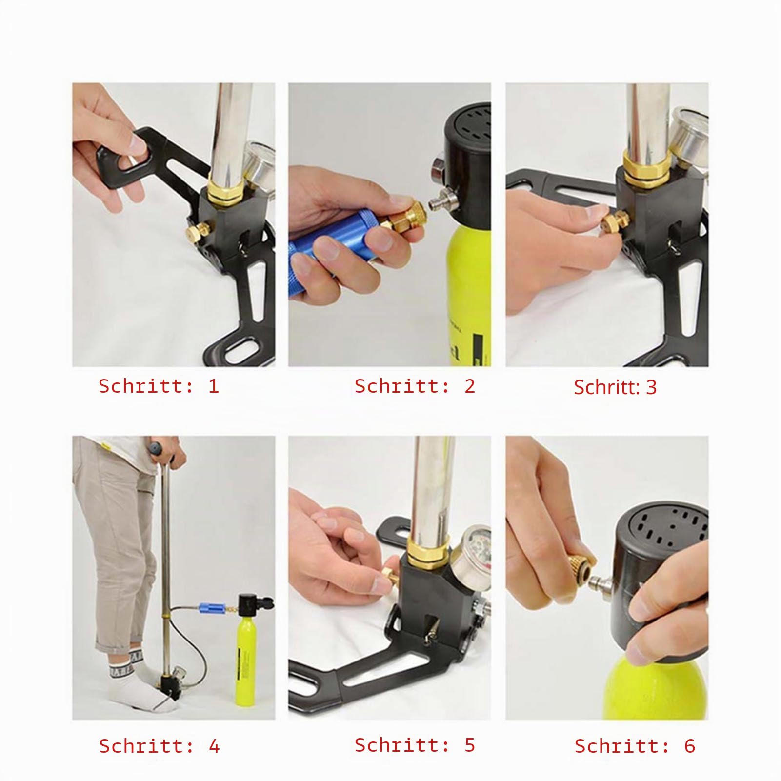 Mini-Sauerstofftankpumpe, Tragbares Tauchtank-Set, Tauchausrüstung mit Manometer-Regler
