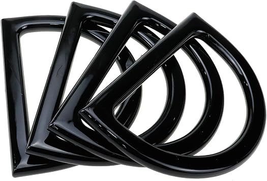 Geesatis D-Shaped Handles Purse Handles Oval Shaped D Ring Bag Handles | 4.7"Length D-Shaped Purse Handles, Black Plastic Handbag Handle Replacements for Bag Making, Plastic Handbag Handles,4 Pcs