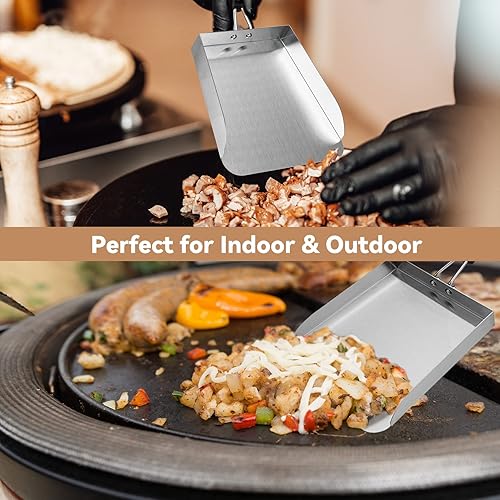 Miniatura 5 de Stanbroil Espátula de parrilla de acero inoxidable para asar hamburguesas, ideal para freír y mover alimentos, 13 pulgadas