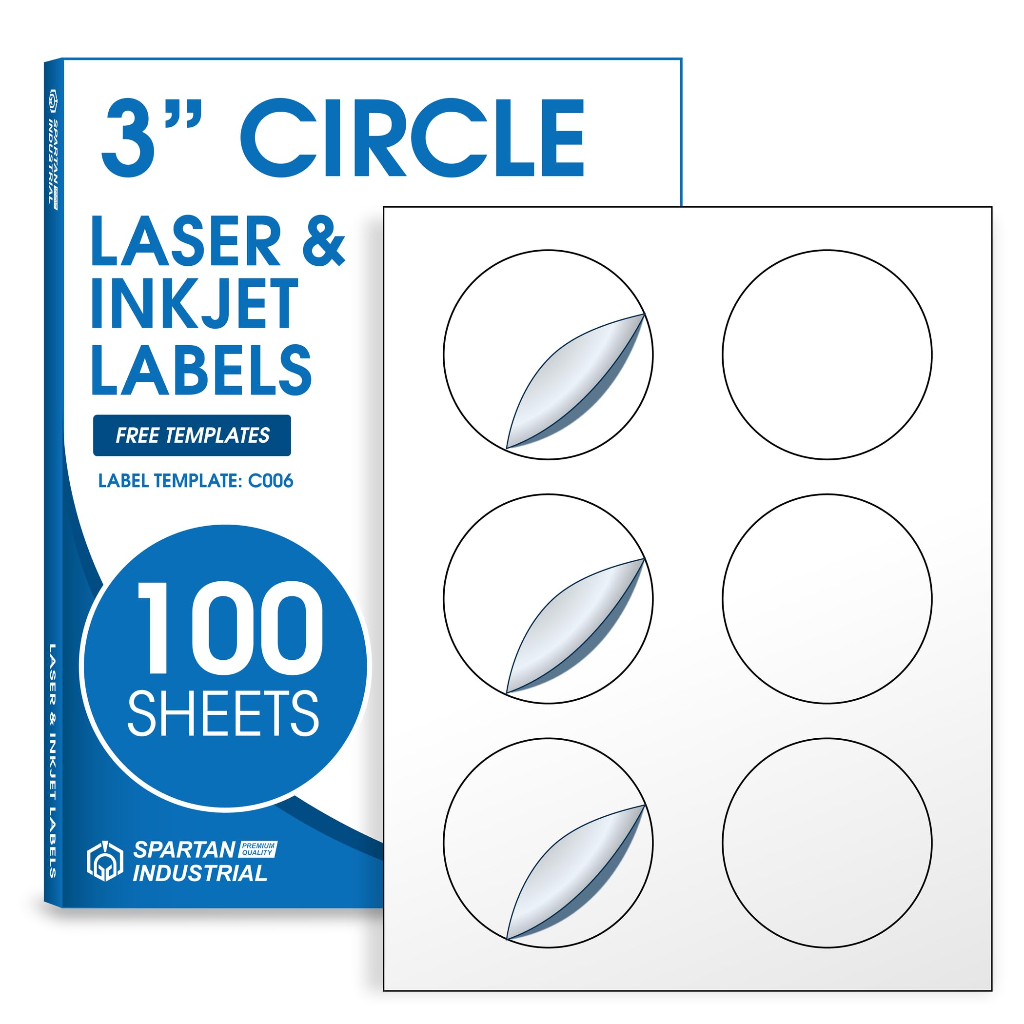 3" Printable Round Labels for Laser and Inkjet Printers - 600 Blank Labels, 100 Sheets for Business Logos, Thank You Stickers, Price Tags, QR Codes -