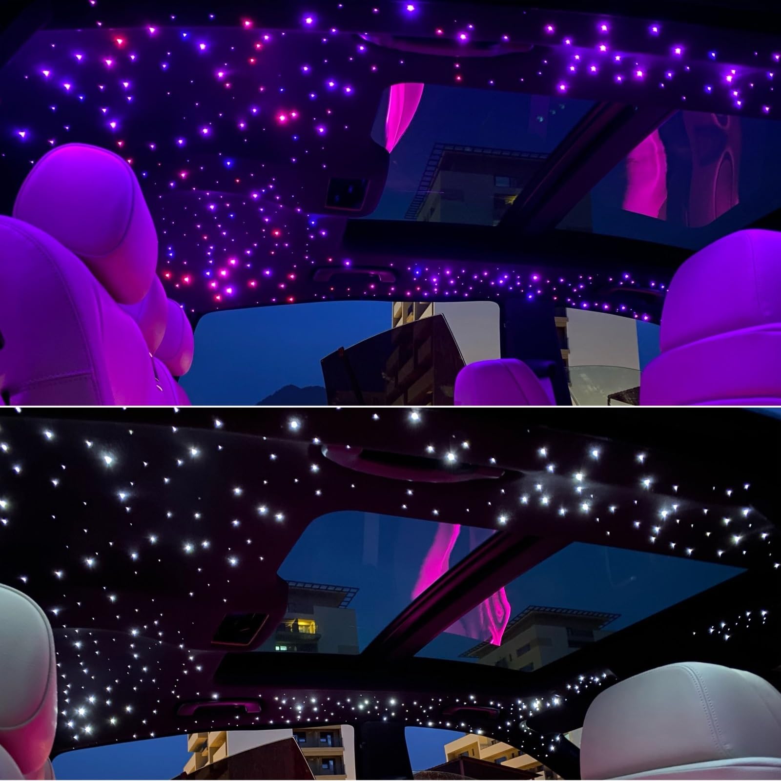 20W Podwójny Port Twinkle RGBW Samochód Gwiaździste Niebo Sterowanie Oświetleniem Sufitowym Auto Wnętrze Samochodu Światło Światłowodowe Na Dach Samochodowy Lampa Gwiazda(2PCS 400pcs 0.75 3M)
