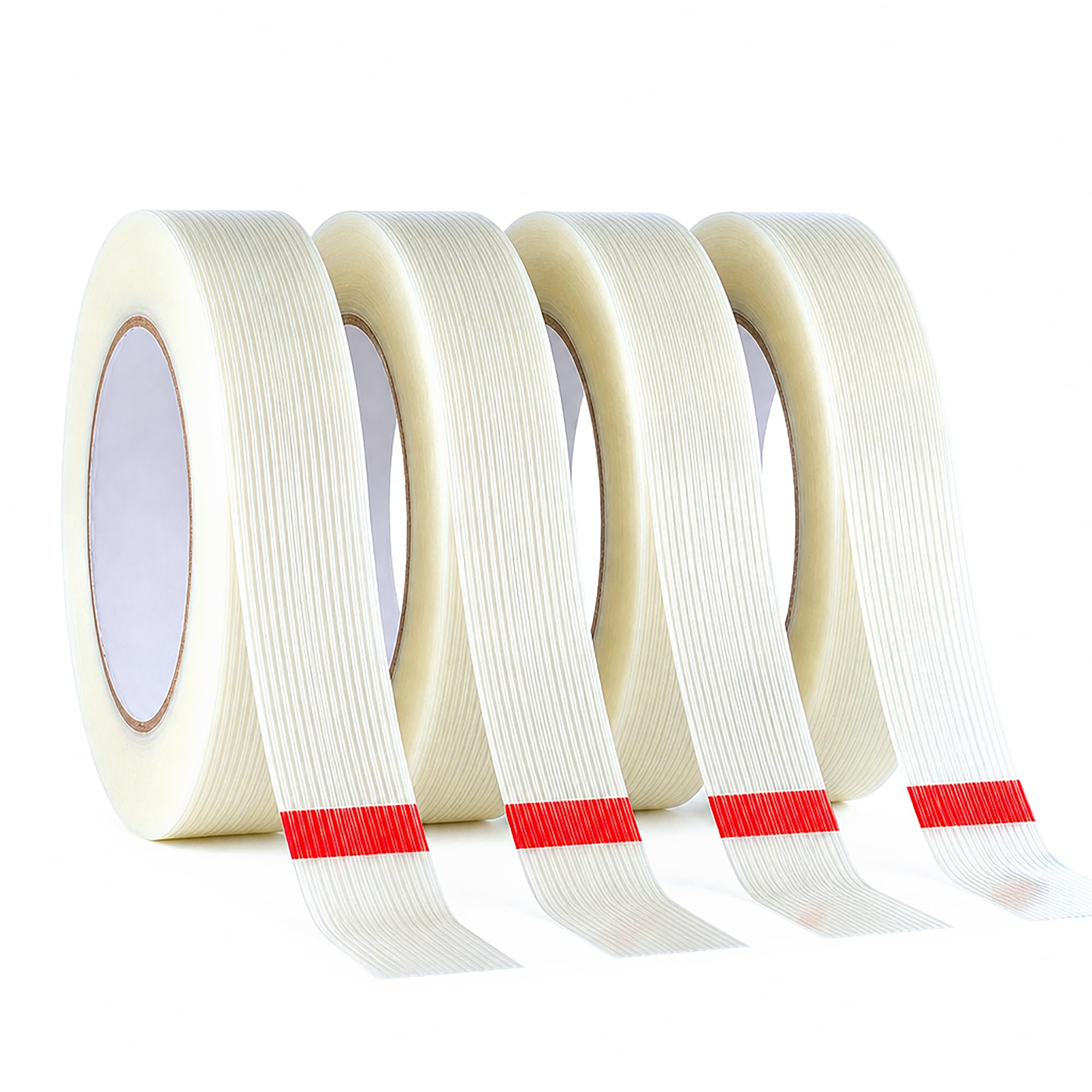 HERZLG LIFE Filament Strapping Tape 2 inch x60Yds Filament Tape, 2 Pack Reinforced Packing Tape,Heavy Duty Transparent Reinforced Fiberglass Tape