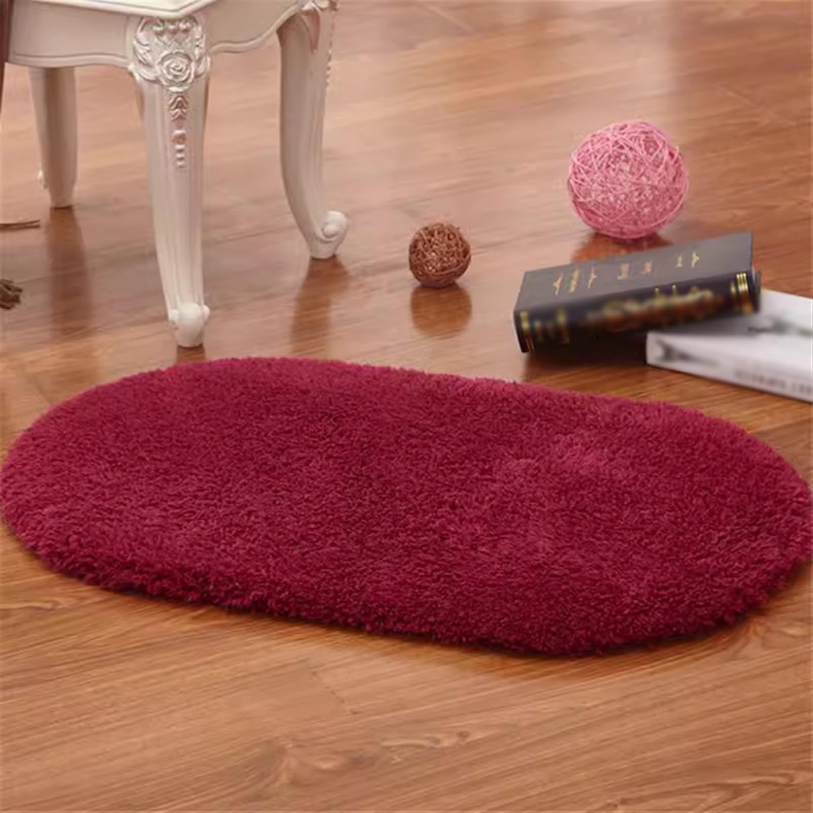 Reyox Soft Fluffy Bathroom Rug Non Slip Bath Mat Bath Rugs for Bathroom Floor Wine Red 1 3