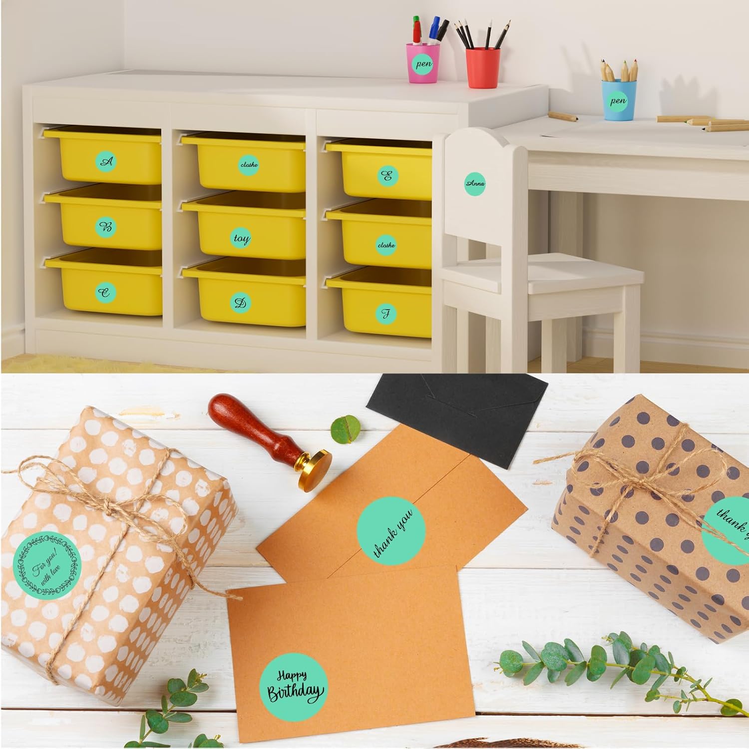 starboling Thermal Labels,2 Inch Cyan Round Thermal Printer Stickers,Self-Adhesive Round Direct Thermal Labels,Thermal Stickers for DIY Logo Design,Name Tag (500/Roll) - Image 6