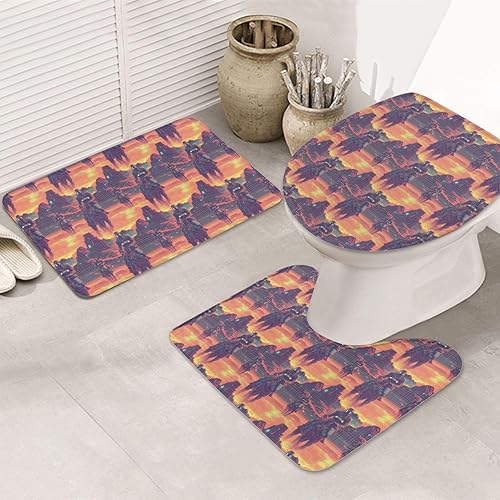 Miniatura 7 de Cyber Retro Western Cowboy Print Bathroom Rugs Sets 3 Piece, Absorbent Bathroom Mat Rugs Non SlipToilet Rugs U Shaped WashableToilet Seat Lid Cover