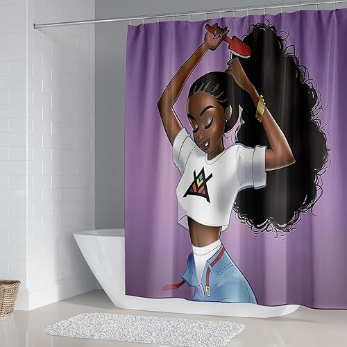 Miniatura 2 de DDS-DUDES Juego de 4 cortinas de ducha negras para mujer, cortina de ducha impermeable para baño con alfombras antideslizantes, cubierta de inodoro