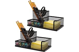 3 Compartment Black Desk Organizer for Pen and Supplies