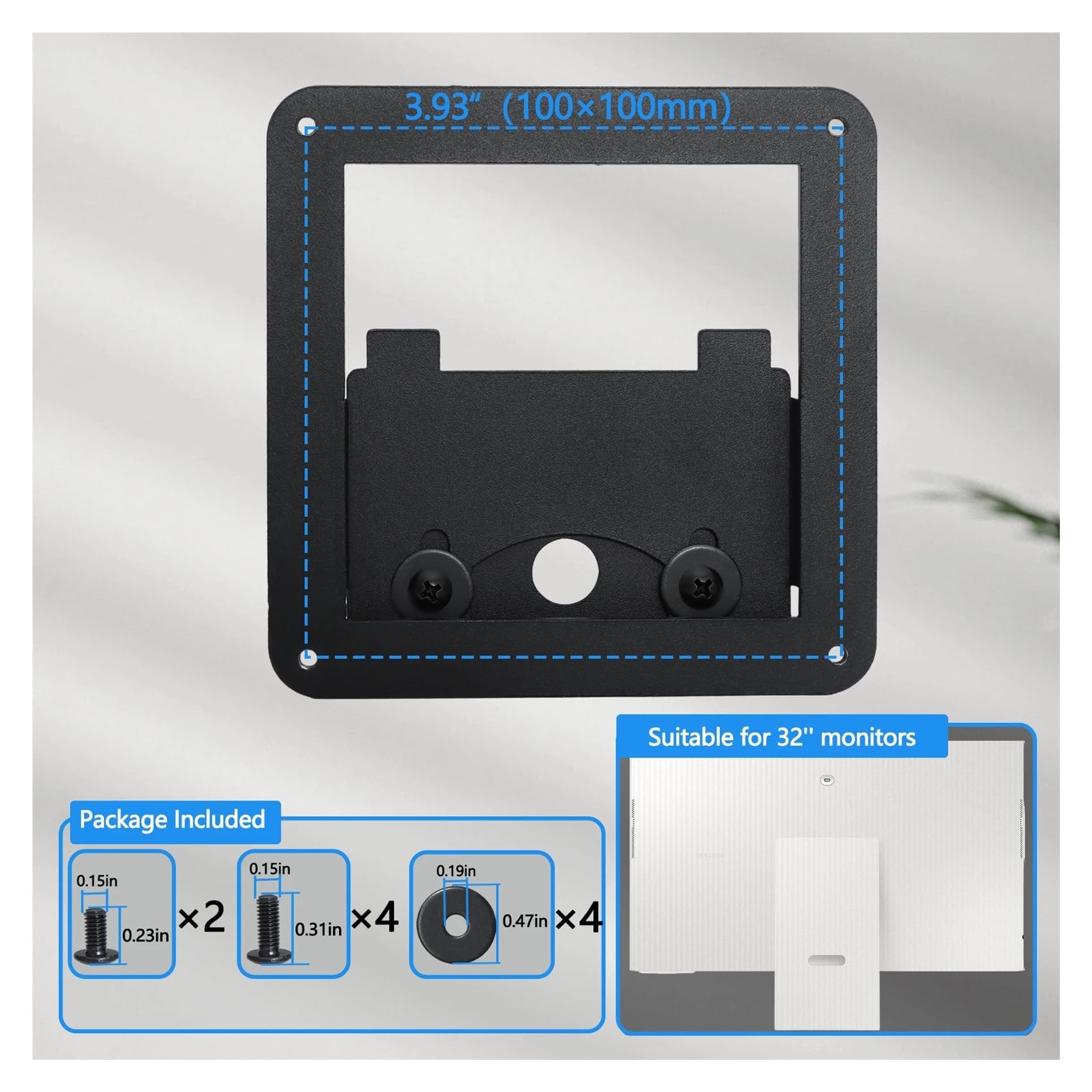 Adattatore VESA, Compatibile con Monitor Samsung da 32 Pollici S32BM80PUU S32BM80PUW S32BM80PUE S32BM80PUI S32BM80PUL S32BM80GUM Modifica Schede di Conversione(Black)