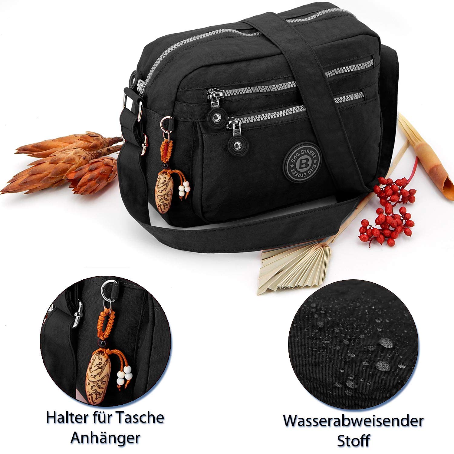 ekavale - Kleine Schultertasche aus Wasserabweisendes Nylon – Handtasche für Damen & Mädchen - Crossbody Bag - Leichte Umhängetasche