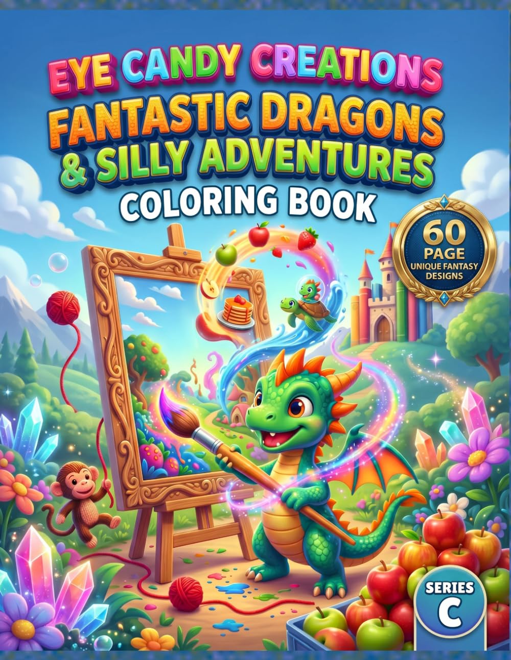 FANTASTIC DRAGONS & SILLY ADVENTURES COLORING BOOK: 60 Unique Fantasy Designs for Relaxation, Stress Relief, and Creative Fun for Adults & Teens and ... all ages. (DRAGON ADVENTURES COLORING SERIES)
