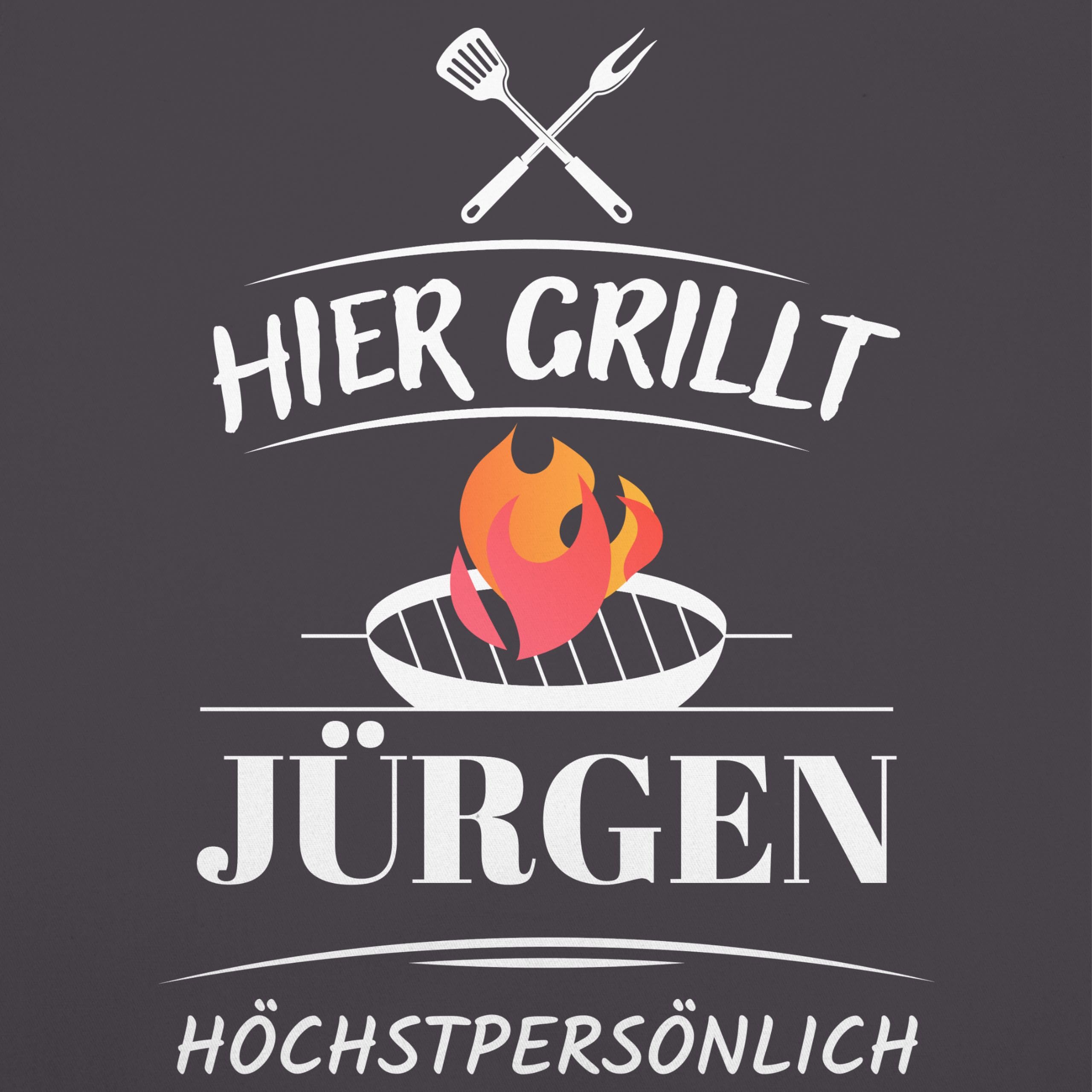 Geschenk mit Namen personalisiert by Shirtracer - Schürze - Grillschürze Herren Männer - Hier grillt Name höchstpersönlich I Geschenk Grillen I Grill Geschenk I Lustiges Geschenk Papa I Vatertag