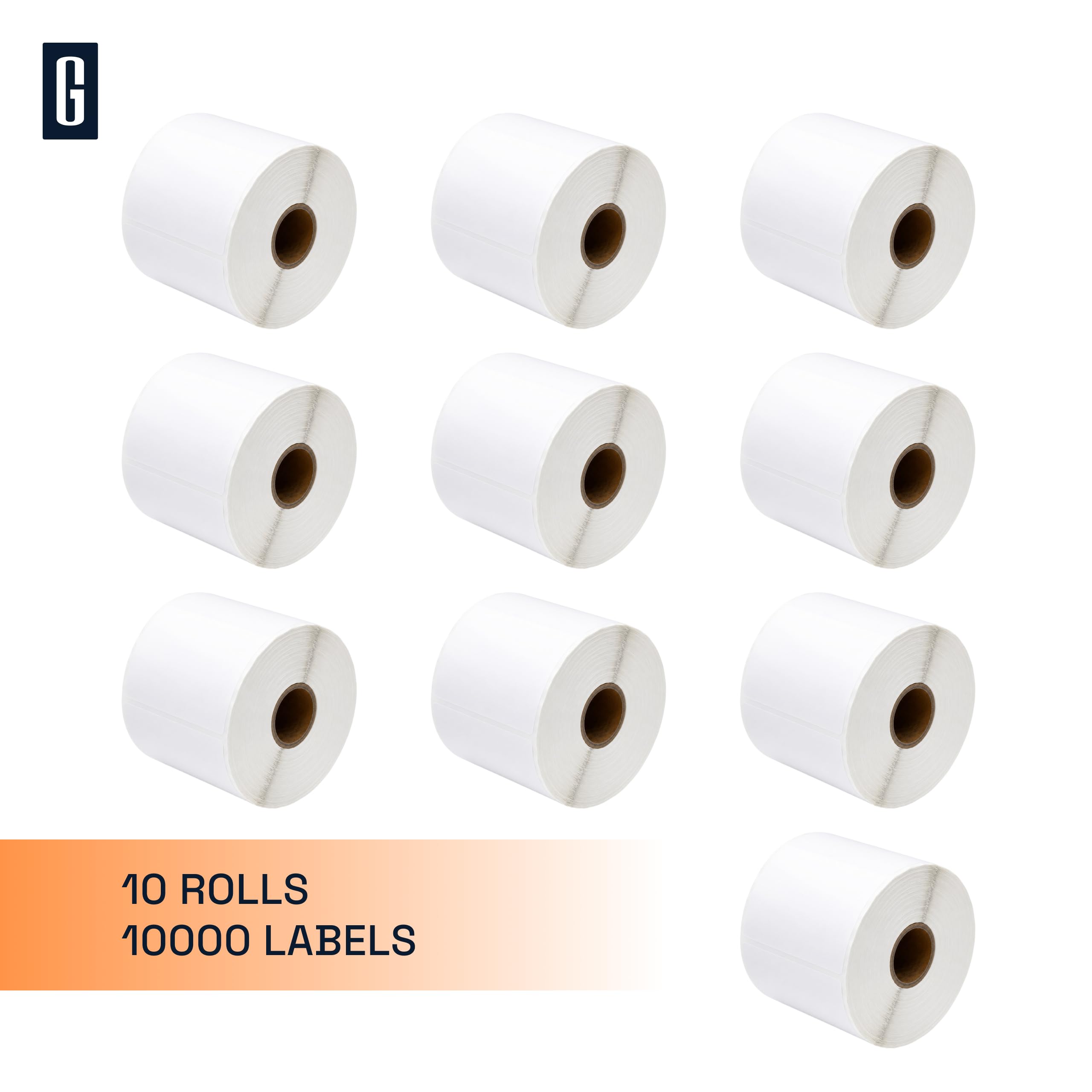 GROF - Thermoetiketten 57 × 51 mm - 1000 Etiketten/Rolle, kompatibel mit Zebra Etikettendruckern - selbstklebende Barcode- & Produktetiketten (10)