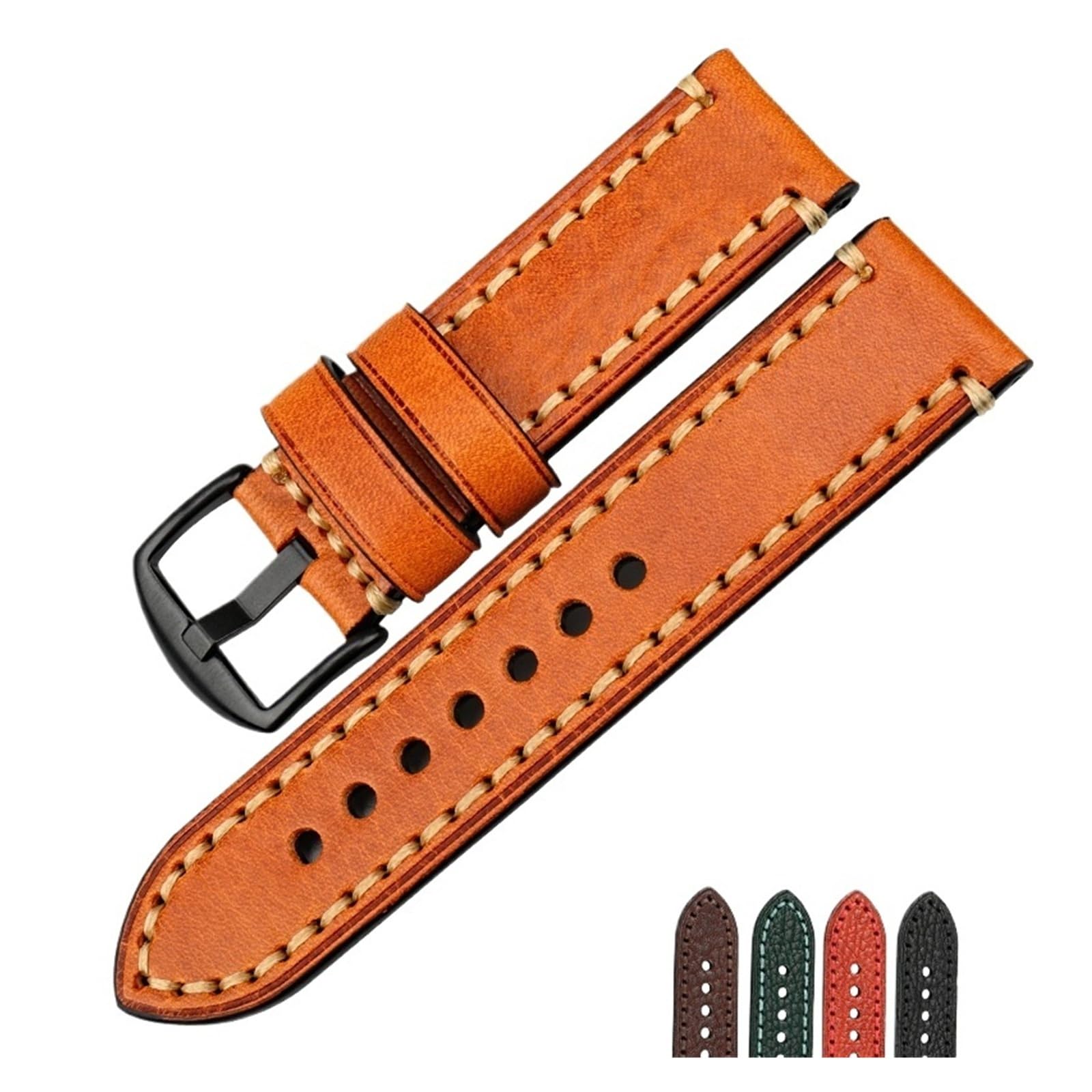 NASUNJIA Accesorios De Reloj Correa Compatible Con FOSSIL Correa De Cuero Genuino Marrón 20, 22, 24 Y 26 Mm Pulsera De Reloj