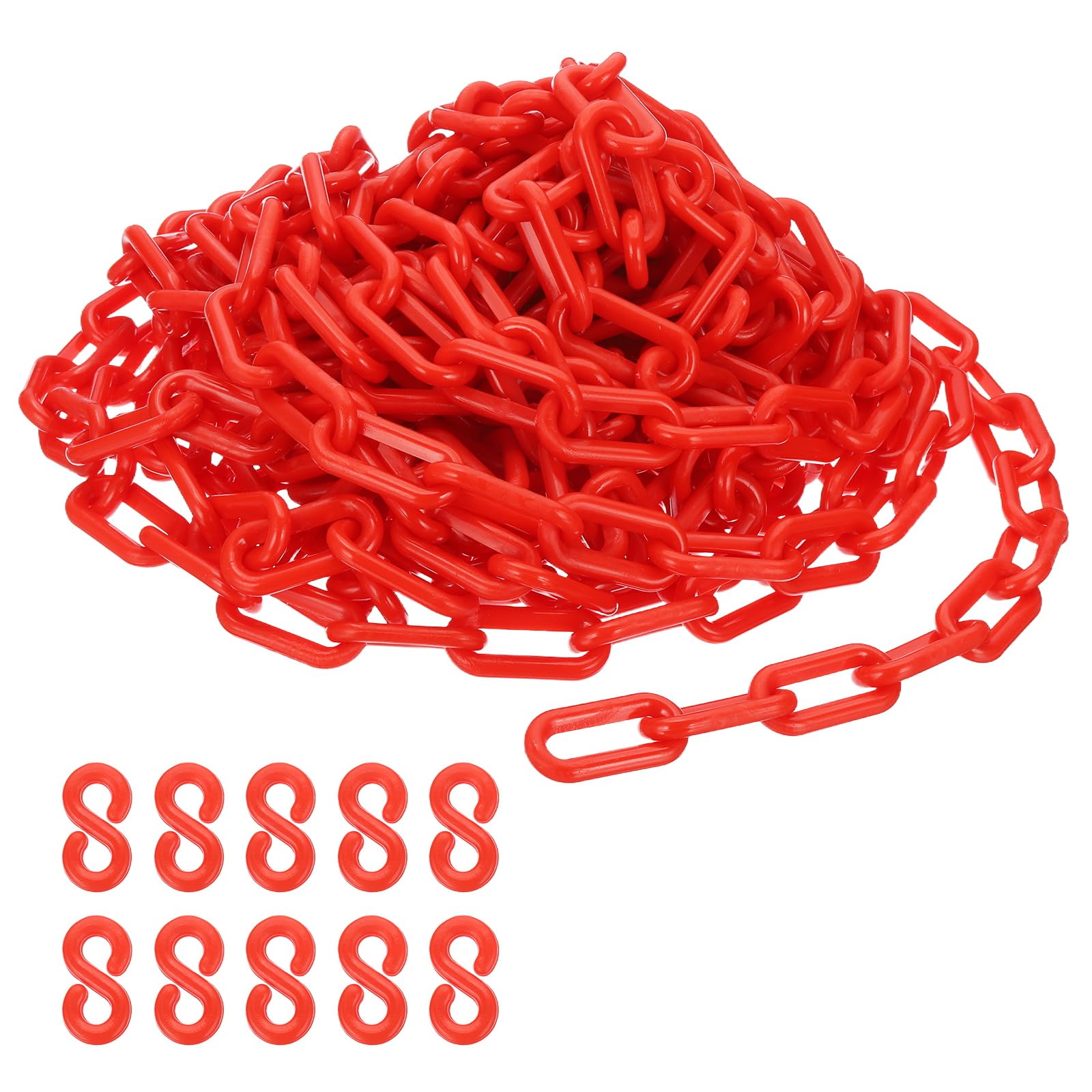 PATIKIL Chaîne en plastique rouge, 39 pieds 8mm Chaîne de sécurité pour le contrôle de foule, file d'attente, parking, clôture, portail, concert, chantier et décoration